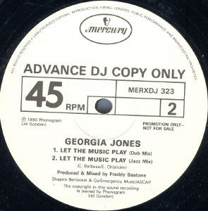 Georgia Jones : Let The Music Play (12", Promo)