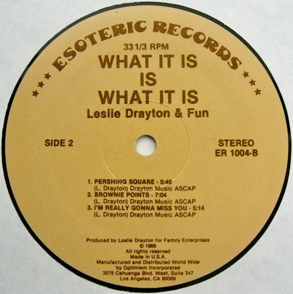 Leslie Drayton & Fun : What It Is Is What It Is (LP, Album)