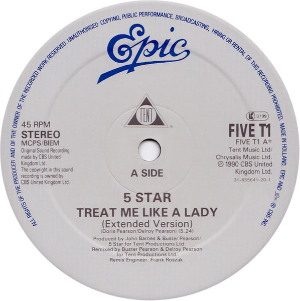 Five Star : Treat Me Like A Lady (12", Single)