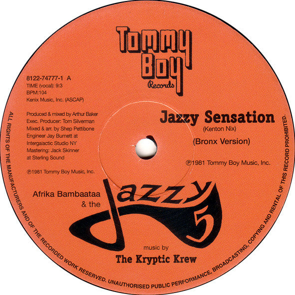 Afrika Bambaataa & The Jazzy 5 / The Kryptic Krew Feat. Tina B : Jazzy Sensation (12", RP)