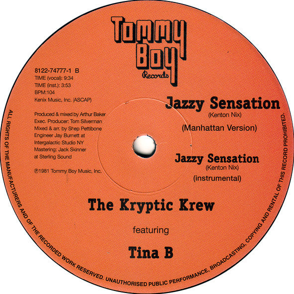 Afrika Bambaataa & The Jazzy 5 / The Kryptic Krew Feat. Tina B : Jazzy Sensation (12", RP)