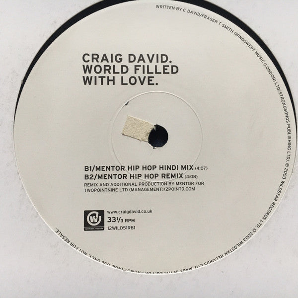 Craig David : World Filled With Love (12", Promo)