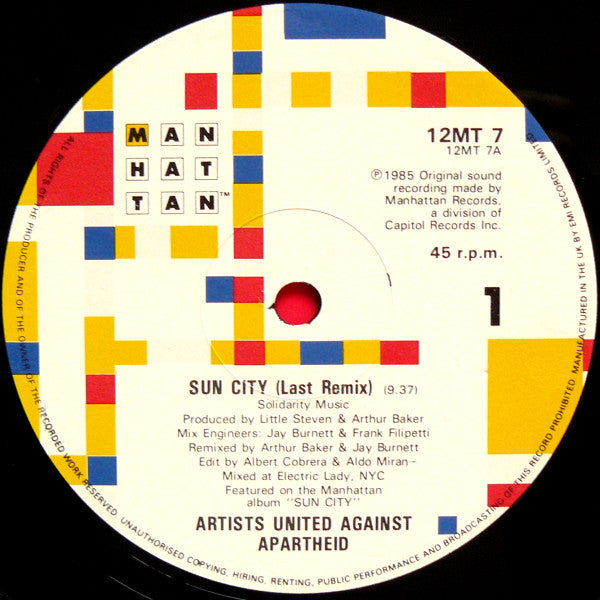 Artists United Against Apartheid : Sun City (12", Pic)