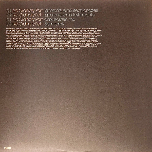 Nina Jayne : No Ordinary Pain (The Mixes) (12", Promo)
