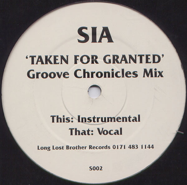Sia : Taken For Granted (Groove Chronicles Mix) (12")
