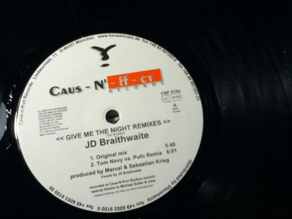 J.D. Braithwaite : Give Me The Night (The Remixes) (2x12")