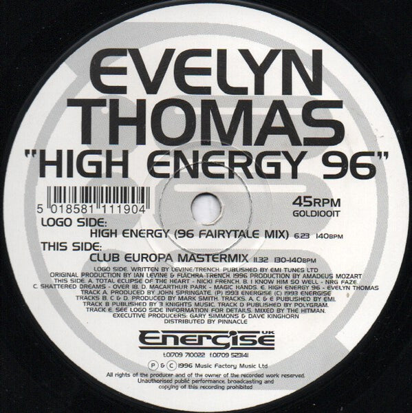 Evelyn Thomas / Various : High Energy 96 / The Club Europa Mastermix (12")