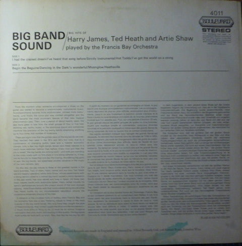 Francis Bay Et Son Orchestre : Big Band Sound Big Hits Of Harry James, Ted Heath And Artie Shaw (LP)