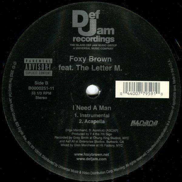 Foxy Brown Feat. The Letter M. : I Need A Man (12")