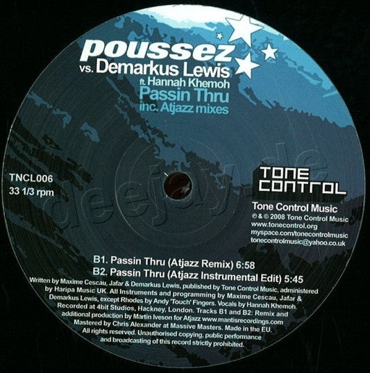 Poussez Vs Demarkus Lewis Featuring Hannah Khemoh : Passin Thru (12")