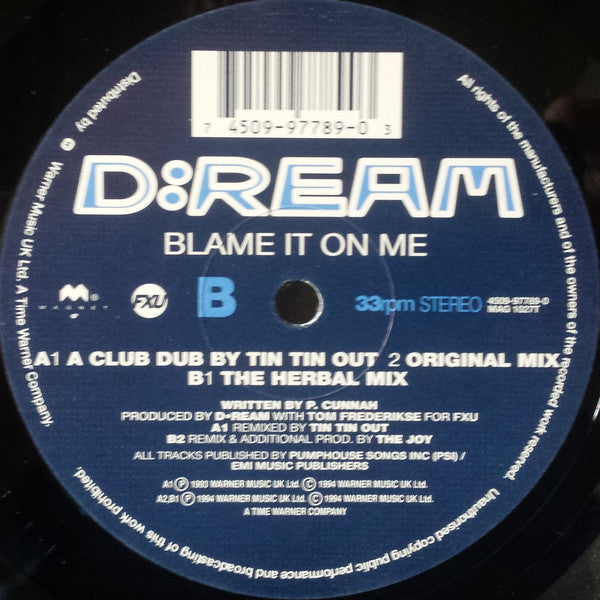 D:Ream : Blame It On Me (12", Single)