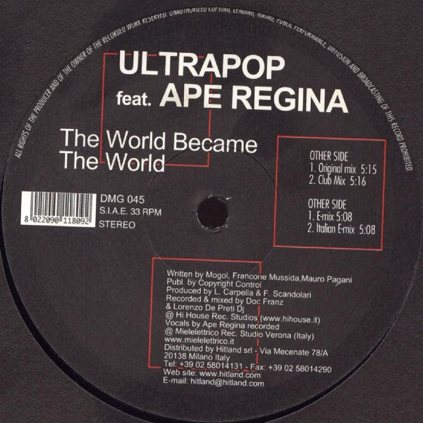 Ultrapop Feat. Ape Regina : The World Became The World (12")