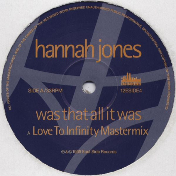 Hannah Jones : Was That All It Was (12")