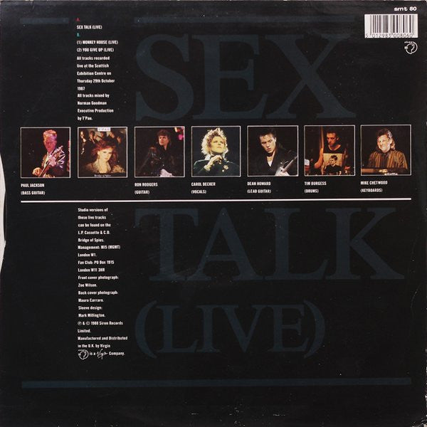 T'Pau : Sex Talk (Live) (12", Single)