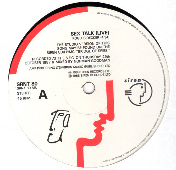 T'Pau : Sex Talk (Live) (12", Single)