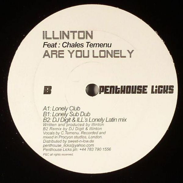Illinton Feat. Charles Temenu : Are You Lonely (12")