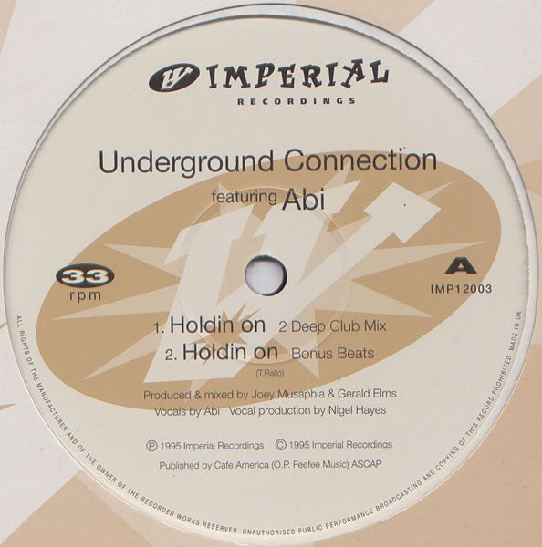 Underground Connection Featuring Abi : Holdin On (12")