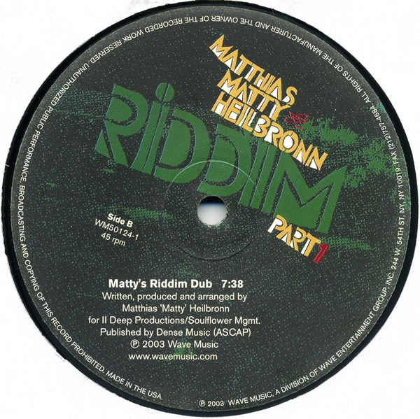 Matthias "Matty" Heilbronn* : Riddim Part 1 (12")