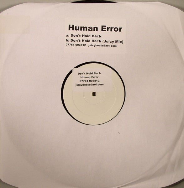 Human Error (8) : Don't Hold Back (12", Promo, W/Lbl, Sti)