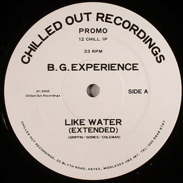 B. G. Experience : Like Water (12", Promo)