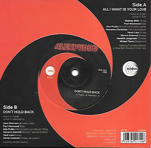 Alex Puddu : All I Want Is Your Love / Don't Hold Back (7")