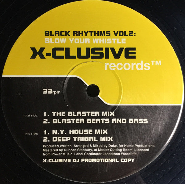 DJ Duke : Black Rhythms Vol. 2 - Blow Your Whistle (12", Promo)