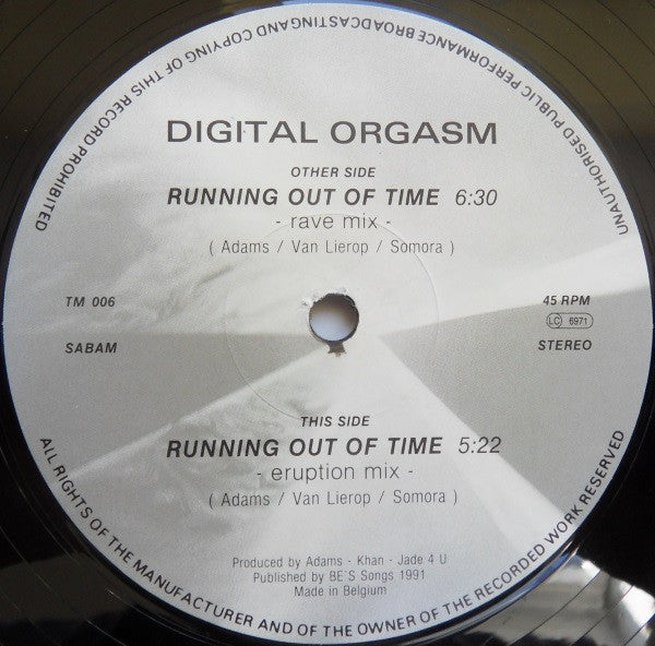 Digital Orgasm : Running Out Of Time (12")