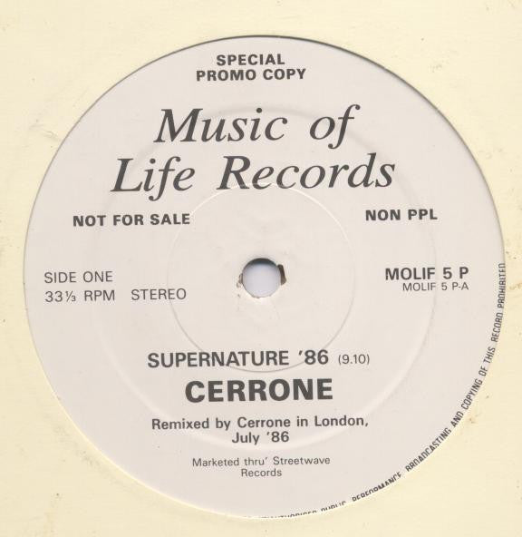 Cerrone : Supernature 86 (12", S/Sided, Promo)