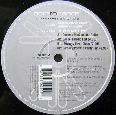 Mix2inside Feat  Wendy Lewis : A Better Life (12")
