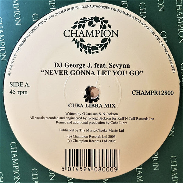 DJ George J : Never Gonna Let You Go (12")