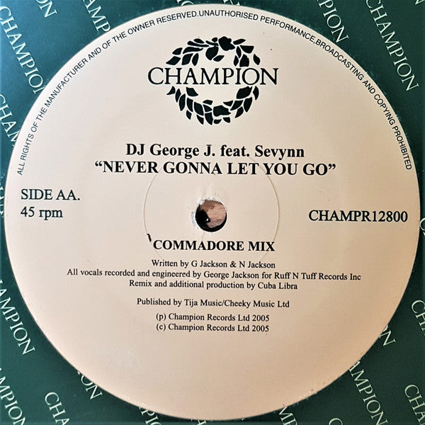 DJ George J : Never Gonna Let You Go (12")