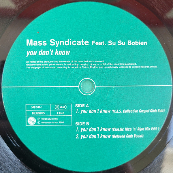 Mass Syndicate Feat. Su Su Bobien : You Don't Know (12")