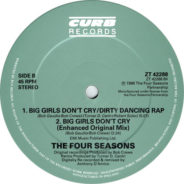 The Four Seasons : Big Girls Don't Cry (12", Single)