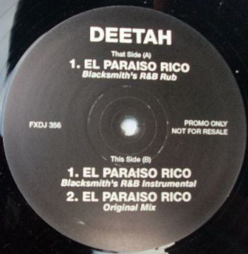 Deetah : El Paraiso Rico (12", Promo)