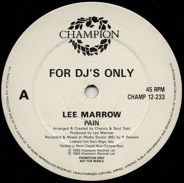 Lee Marrow : Pain (12", Promo)