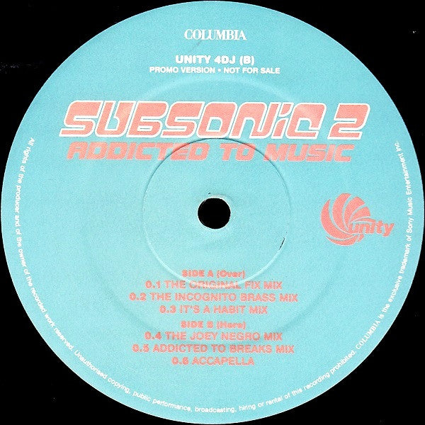 Subsonic 2 : Addicted To Music (12", Promo)