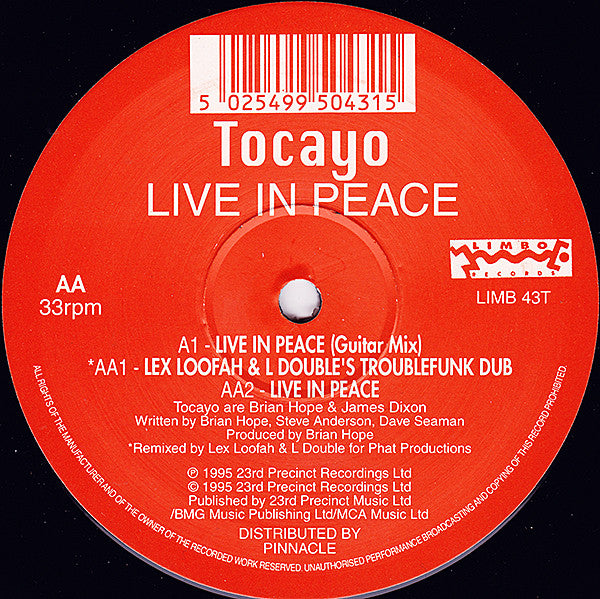 Tocayo : Live In Peace (12")