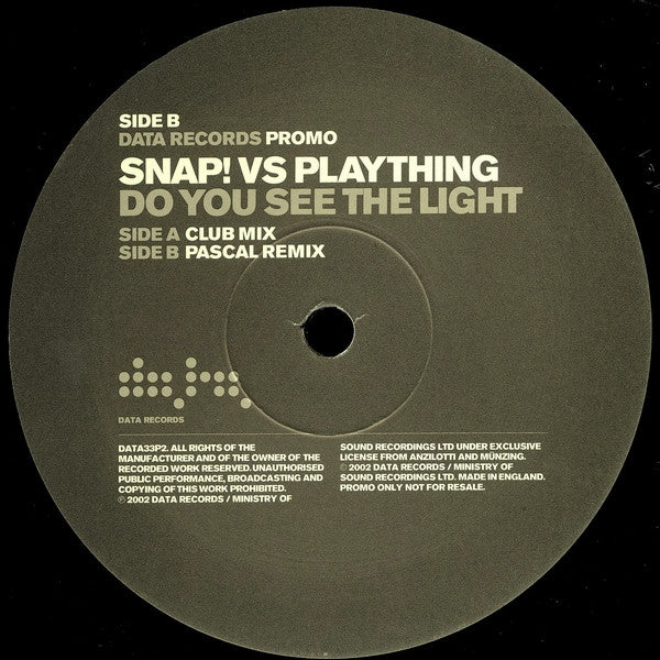 Snap! Vs Plaything : Do You See The Light (12", Promo)