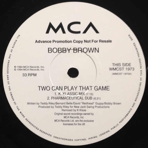 Bobby Brown : Two Can Play That Game (12", Promo)