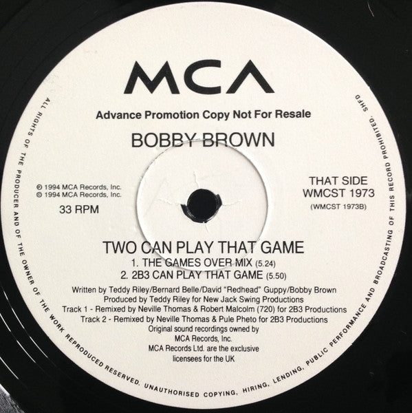 Bobby Brown : Two Can Play That Game (12", Promo)