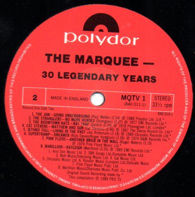 Various : The Marquee - 30 Legendary Years (2xLP, Comp)