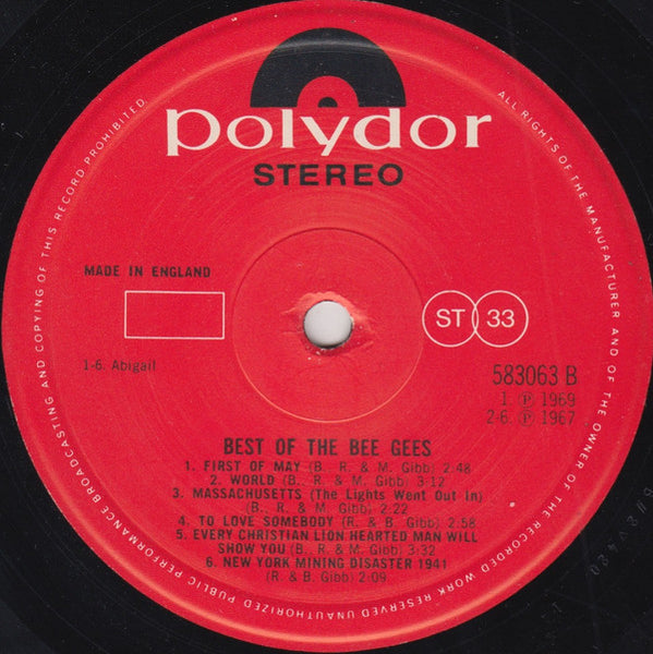 Bee Gees : Best Of Bee Gees (LP, Comp)