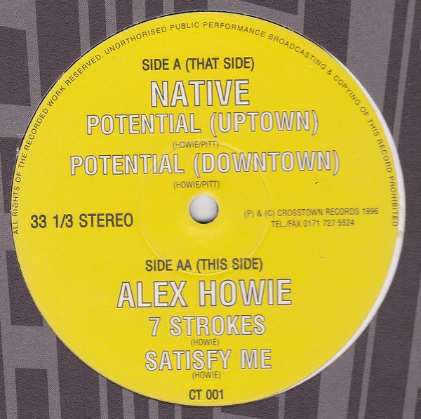 Native (14) / Alex Howie : Potential / 7 Strokes / Satisfy Me (12")