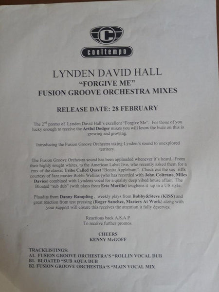 Lynden David Hall : Forgive Me (12", W/Lbl)