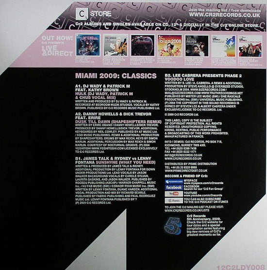 Various : Live & Direct - Miami 2009 Classics (Sampler 3 Of 3) (12", Smplr)