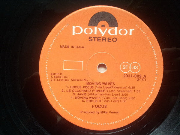 Focus (2) : Moving Waves (LP, Album, RE)
