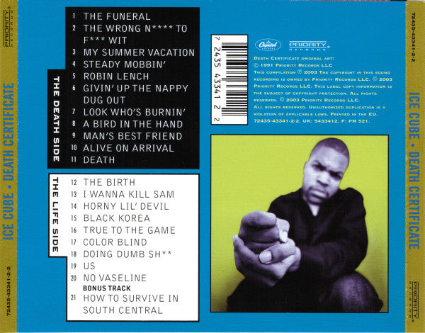 Ice Cube : Death Certificate (CD, Album, RE, RM)