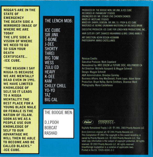 Ice Cube : Death Certificate (CD, Album, RE, RM)