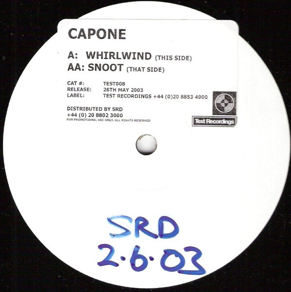 Capone : Whirlwind / Snoot (12", Promo, W/Lbl, Sti)