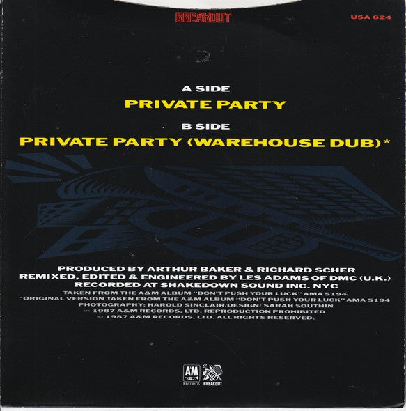 Wally Jump Jr & The Criminal Element : Private Party (7", Single, Sil)